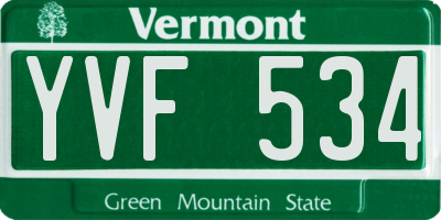 VT license plate YVF534