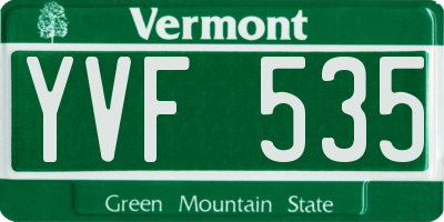VT license plate YVF535
