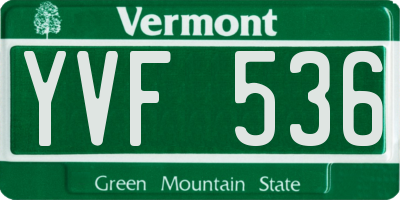 VT license plate YVF536