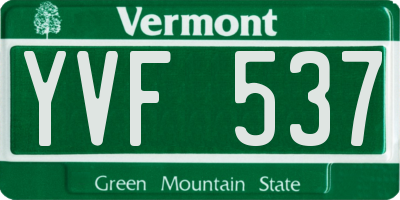 VT license plate YVF537