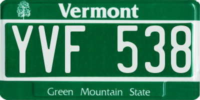 VT license plate YVF538