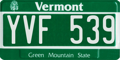 VT license plate YVF539