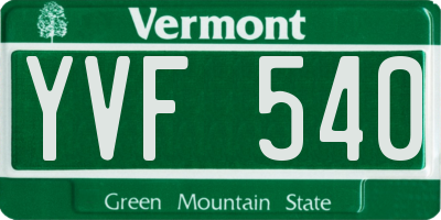 VT license plate YVF540