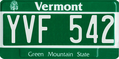 VT license plate YVF542