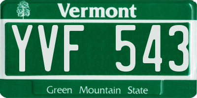 VT license plate YVF543