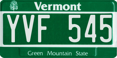 VT license plate YVF545