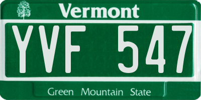 VT license plate YVF547