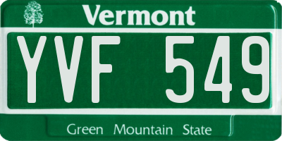 VT license plate YVF549