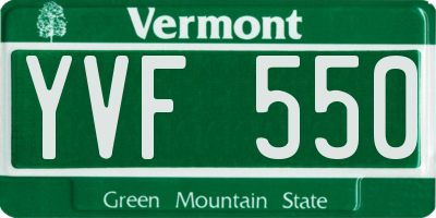 VT license plate YVF550