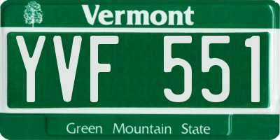VT license plate YVF551