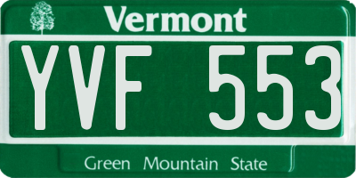 VT license plate YVF553