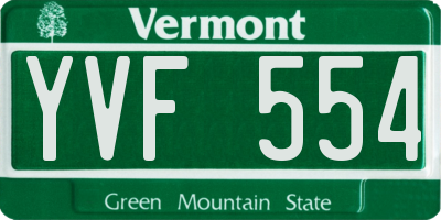 VT license plate YVF554