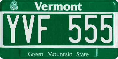 VT license plate YVF555