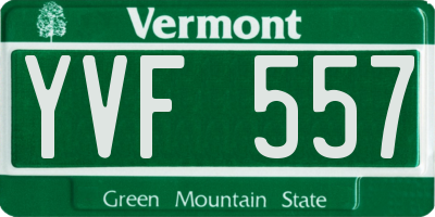 VT license plate YVF557