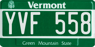 VT license plate YVF558