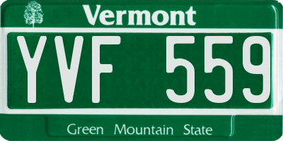 VT license plate YVF559