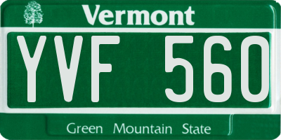 VT license plate YVF560