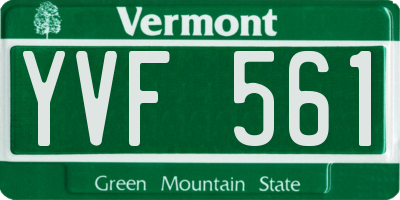 VT license plate YVF561