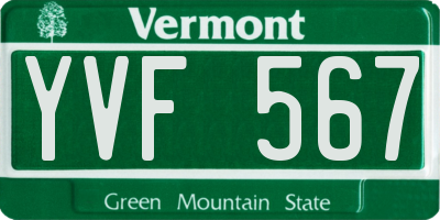 VT license plate YVF567