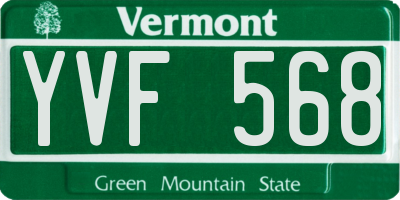 VT license plate YVF568