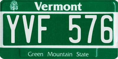 VT license plate YVF576