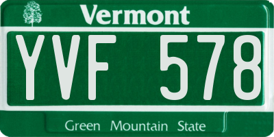 VT license plate YVF578