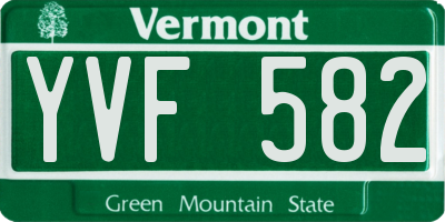 VT license plate YVF582