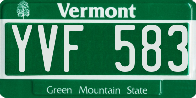 VT license plate YVF583
