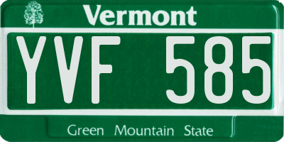 VT license plate YVF585