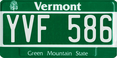 VT license plate YVF586