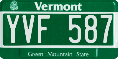 VT license plate YVF587