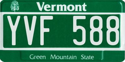 VT license plate YVF588