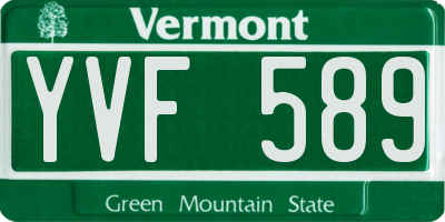 VT license plate YVF589