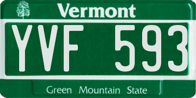 VT license plate YVF593