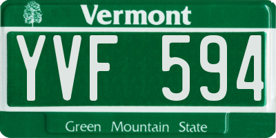 VT license plate YVF594