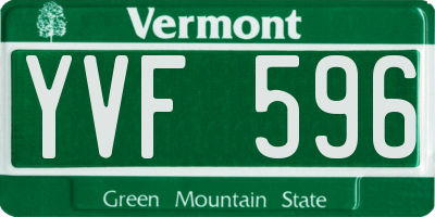 VT license plate YVF596