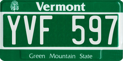 VT license plate YVF597