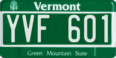 VT license plate YVF601