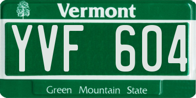 VT license plate YVF604