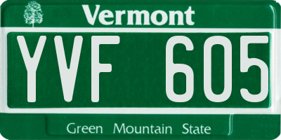 VT license plate YVF605