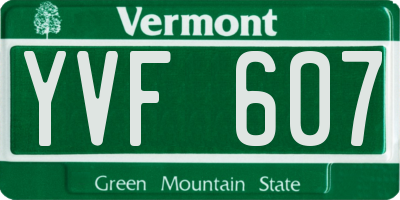 VT license plate YVF607
