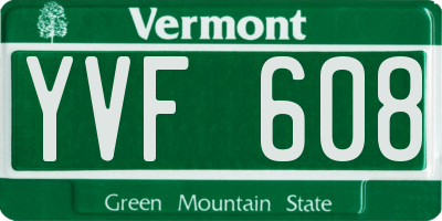 VT license plate YVF608
