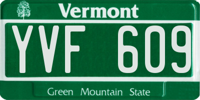 VT license plate YVF609