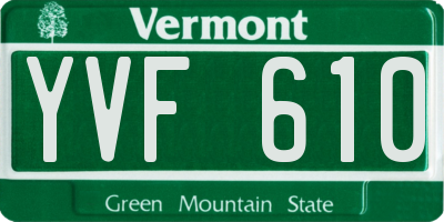 VT license plate YVF610