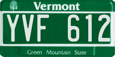VT license plate YVF612