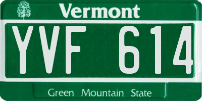 VT license plate YVF614