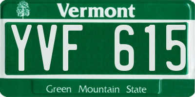 VT license plate YVF615