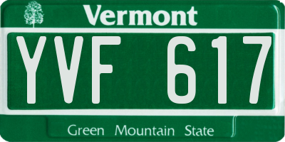 VT license plate YVF617