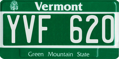 VT license plate YVF620