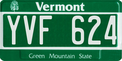 VT license plate YVF624